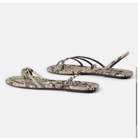Zara Animal Print Flat Sandals Size 7.5 US - Picture 4 of 11